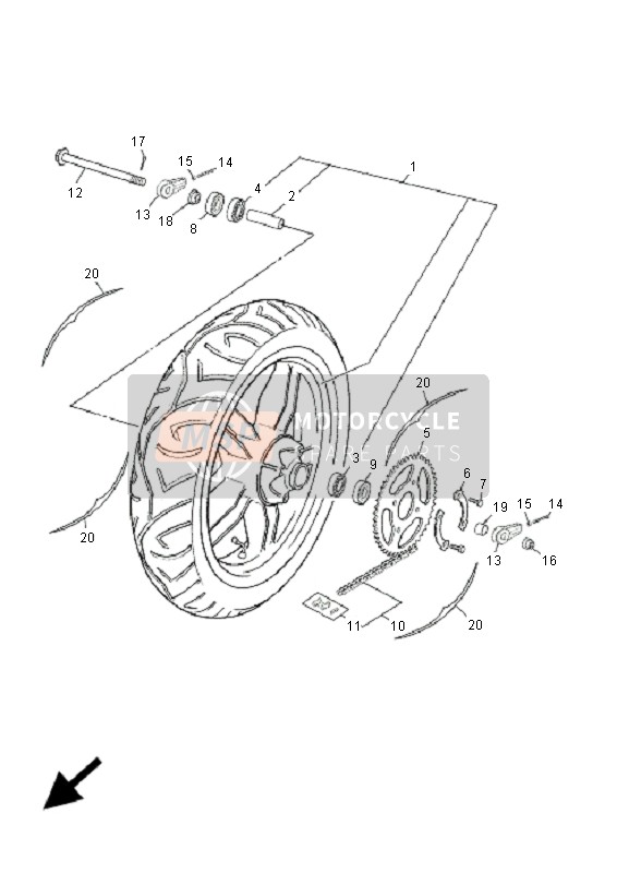 2RNX53890000, Puller Chain 2, Yamaha, 0